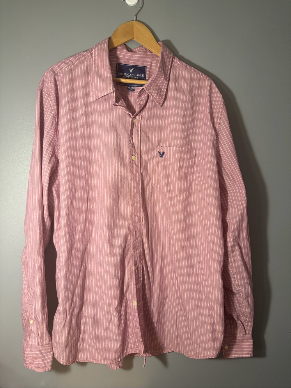 American Eagle Outfitters Pink & White Stripe Long-Sleeve Button-Down Shirt